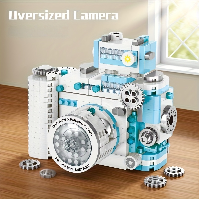 Photography Journalism - DIY Retro-Baustein-Kameramodell Kreatives Puzzle-Dekorationsstück Simulations-Baustein-Kamera Weihnachts-