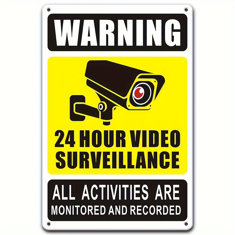 Photography Videography - 24/7 Videoüberwachungs-Warnschild – robustes Eisenmetall mit