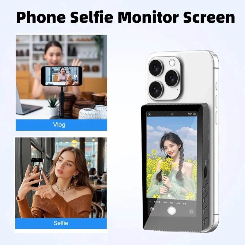 Photography Videography - Kabelloser Monitor Rückfahrkamera-Bildschirm Smartphone-Selfie-Magnetbildschirm für Vlog