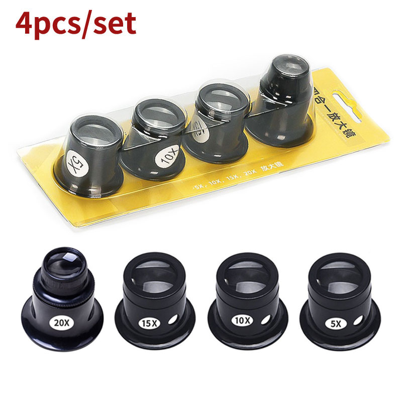 Eye Piece Magnifier - 4-teiliges Set Monokular-Vergrößerungsgläser Uhrenreparatur-Augenlupen 5X 10X