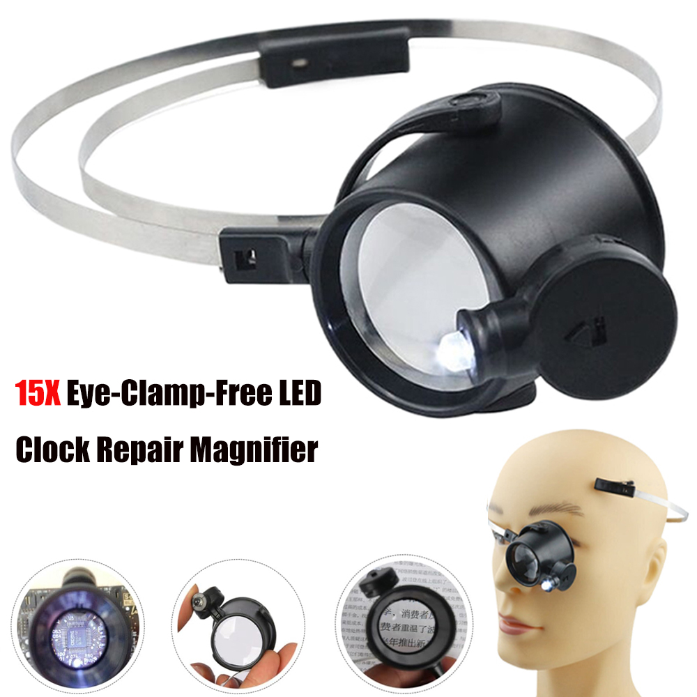 Eye Piece Magnifier - Tragbare 15-fache Lupenbrille mit LED-Beleuchtung für