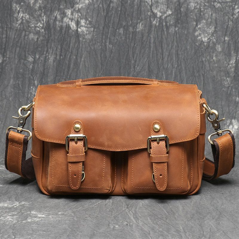Photography Vintage Style - Vintage Kameratasche aus Rindsleder, Einzel-Schultertasche, Fotografie-Tasche